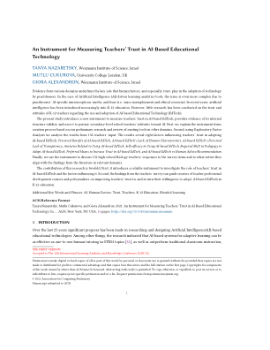 Tanya Nazaretsky、Mutlu Cukurova 和 Giora Alexandron。2021 年。《一种衡量教师对基于人工智能的教育信任度的工具》